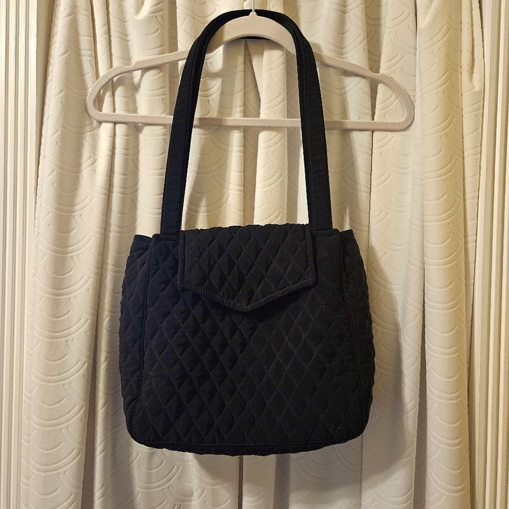 Vera Bradley Black Quilted Cotton Shoulder Bag